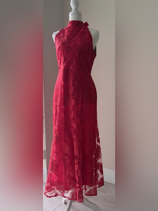 Sam Edelman Dresses & Skirts - NWT Sam Edelman Leafy Embroidered Sheath Maxi Dress Coral Red Size 4